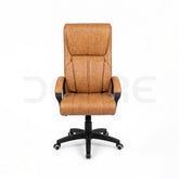 High-Back Ergonomic Office Chair in Tan Textured Leather - DCORE