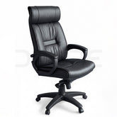 Classic High-Back Leather Executive Office Chair with Integrated Headrest