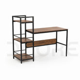 Industrial Wooden Desk with Integrated Shelving - DCORE