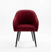 Mid-Century Modern Velvet Armchair in Crimson Red
