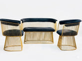 Luxury Velvet & Gold Wire Frame Sofa Set