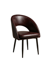 Retro Mid-Century Cutout Faux Leather Accent Chair
