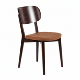 Mid-Century Modern Walnut and Tan Leather Side ChaiR
