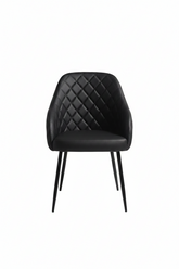 Diamond-Quilted Black Leather Accent Chair