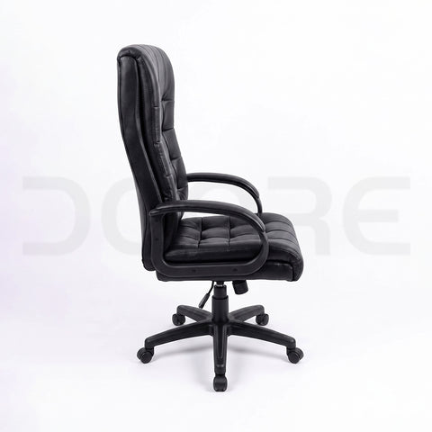 Classic Tufted Black Leather High-Back Executive Office Chair - DCORE