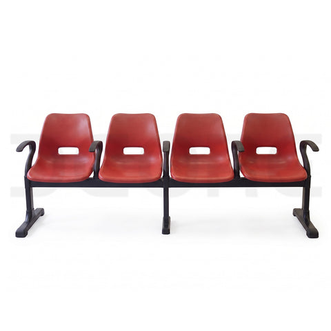 Red 4-Seater Public Waiting Area Bench - DCORE