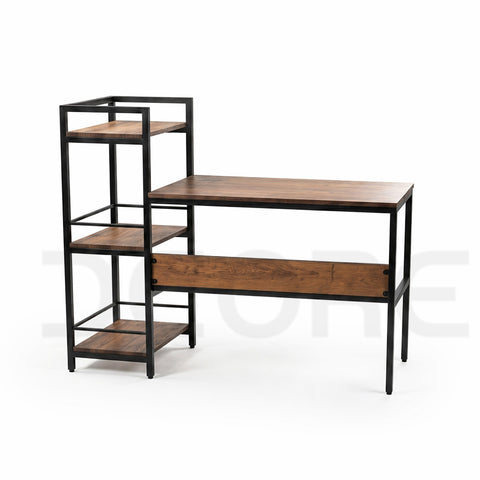 Industrial Wooden Desk with Integrated Shelving - DCORE