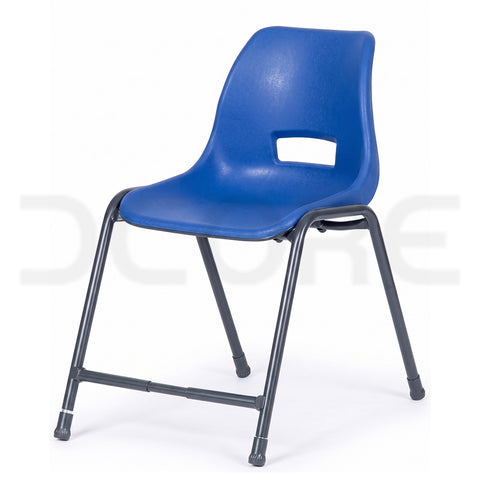 Heavy-Duty Ergonomic Blue Plastic Stack Chair with Reinforced Steel Frame - DCORE