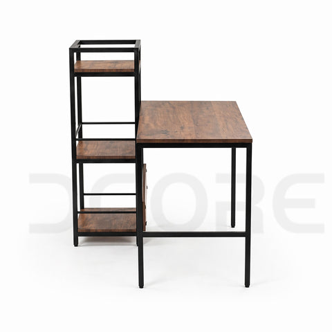 Industrial Wooden Desk with Integrated Shelving - DCORE