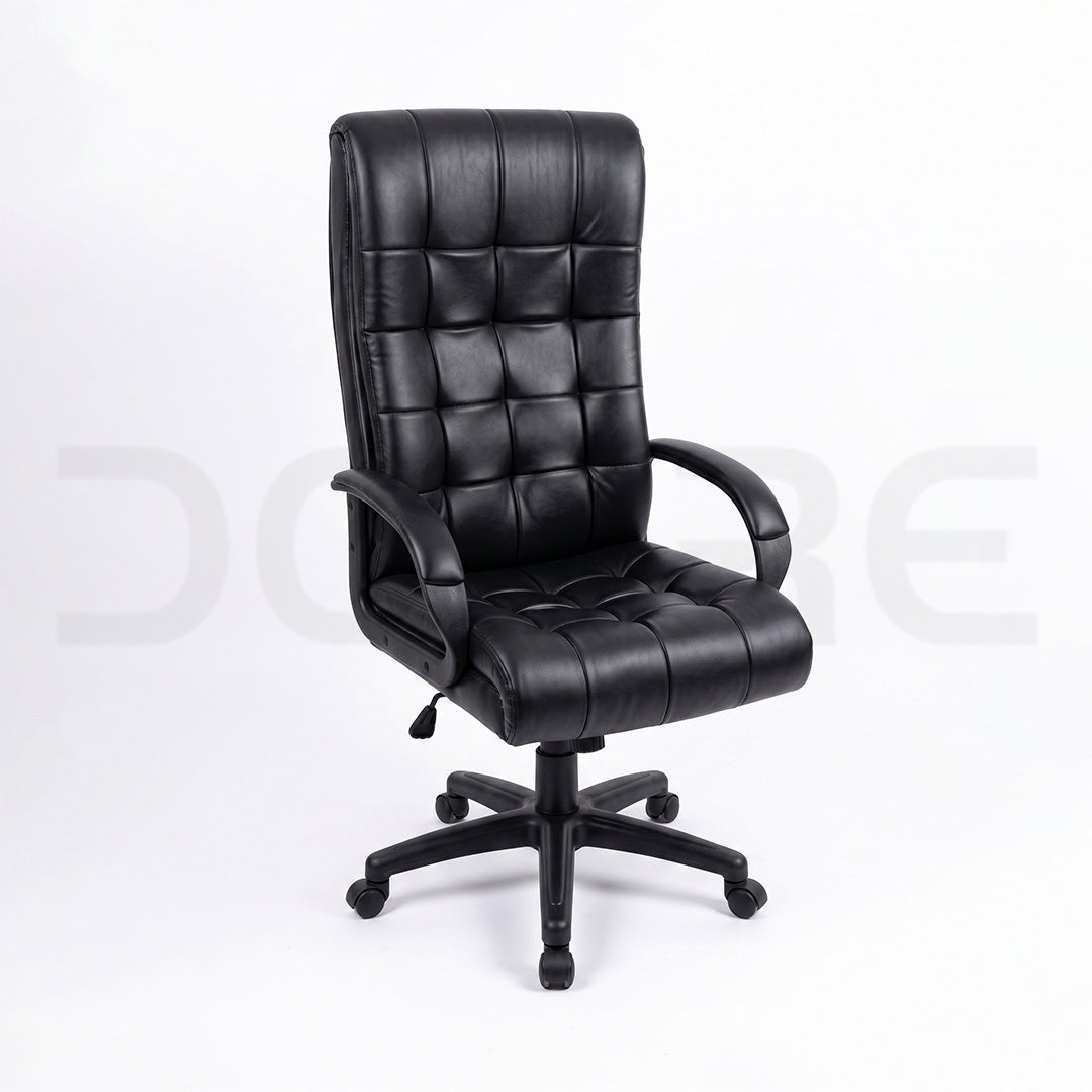 Classic Tufted Black Leather High-Back Executive Office Chair - DCORE