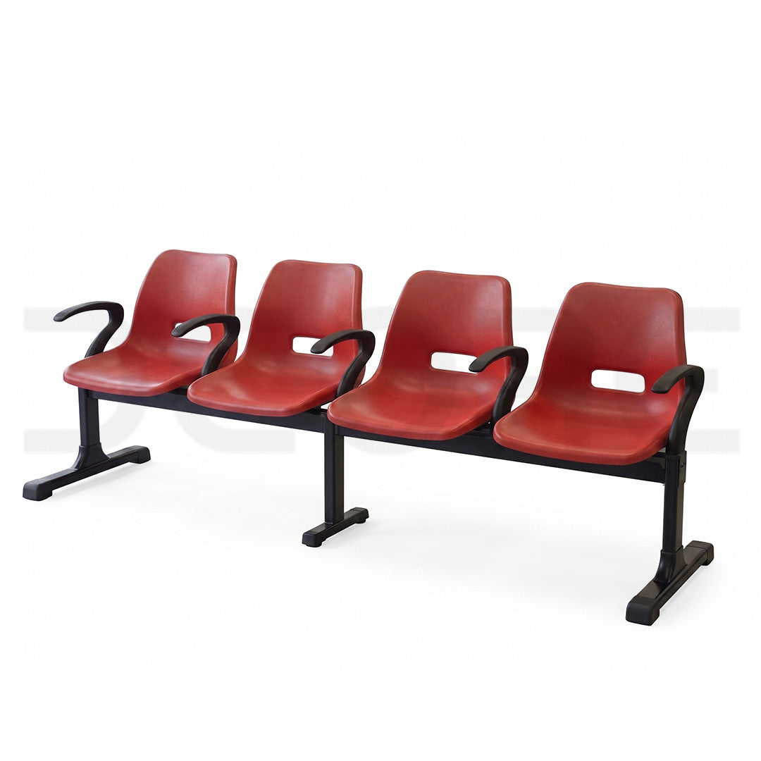 Red 4-Seater Public Waiting Area Bench - DCORE