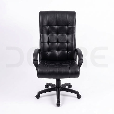Classic Tufted Black Leather High-Back Executive Office Chair - DCORE