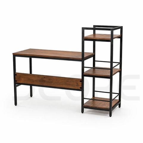 Industrial Wooden Desk with Integrated Shelving - DCORE