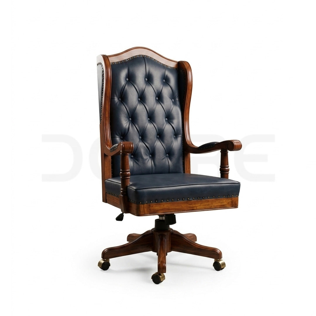 Executive High-Back Chesterfield Sheesham Office Chair - DOCE