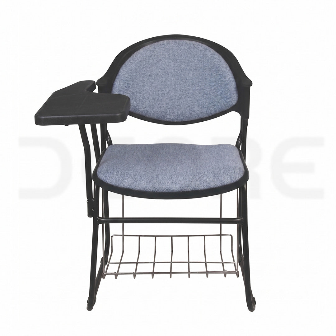 Upholstered Sled Base Study Chair with Tablet Arm & Storage - DCORE