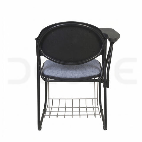 Upholstered Sled Base Study Chair with Tablet Arm & Storage - DCORE