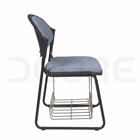 Upholstered Sled Base Study Chair with Tablet Arm & Storage - DCORE