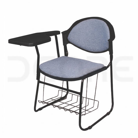 Upholstered Sled Base Study Chair with Tablet Arm & Storage - DCORE
