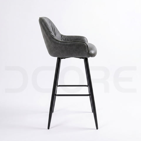 Modern Industrial Faux Leather Bar Stool - DCORE