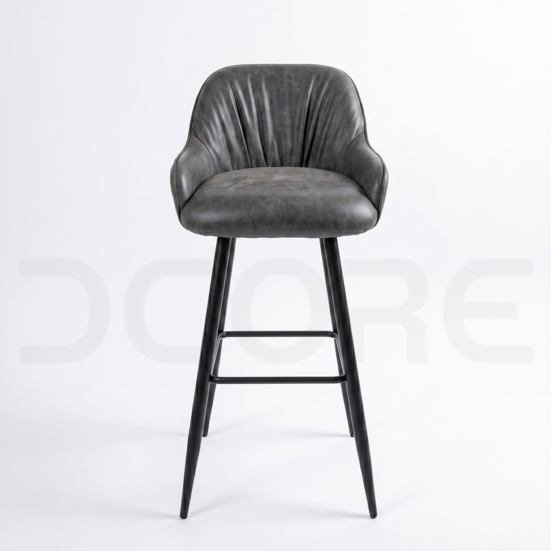 Modern Industrial Faux Leather Bar Stool - DCORE