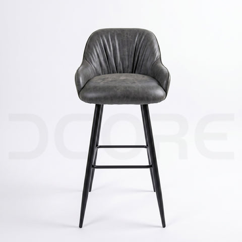 Modern Industrial Faux Leather Bar Stool - DCORE