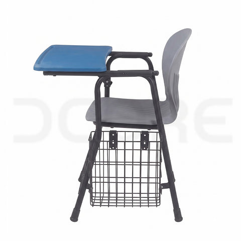 Ergonomic Student Study Chair with Attached Writing Tablet & Wire Storage Basket - DCORE