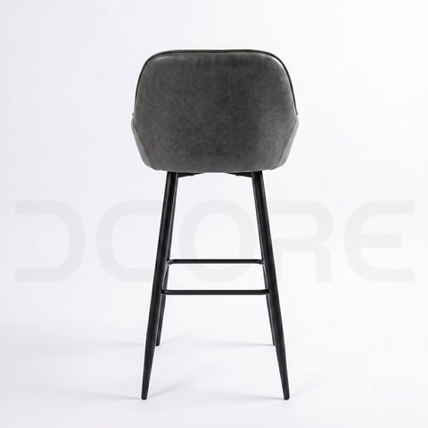 Modern Industrial Faux Leather Bar Stool - DCORE