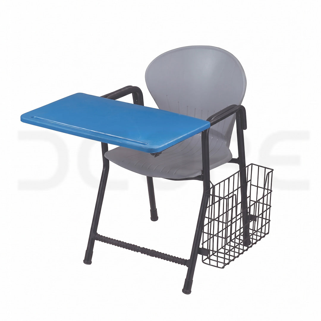 Ergonomic Student Study Chair with Attached Writing Tablet & Wire Storage Basket - DCORE