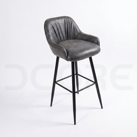 Modern Industrial Faux Leather Bar Stool - DCORE