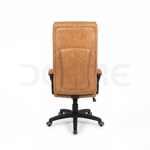 High-Back Ergonomic Office Chair in Tan Textured Leather - DCORE