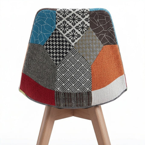 Retro Mid-Century Patchwork Accent Dining Chair