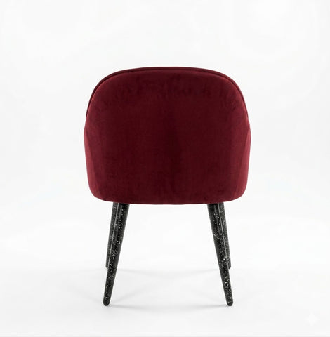 Mid-Century Modern Velvet Armchair in Crimson Red