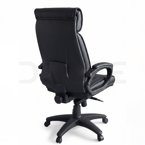 Classic High-Back Leather Executive Office Chair with Integrated Headrest