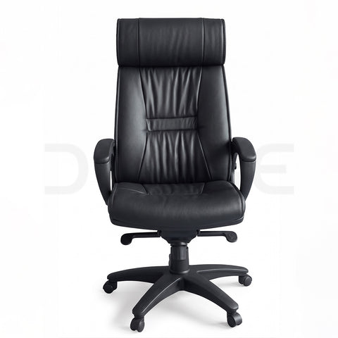 Classic High-Back Leather Executive Office Chair with Integrated Headrest