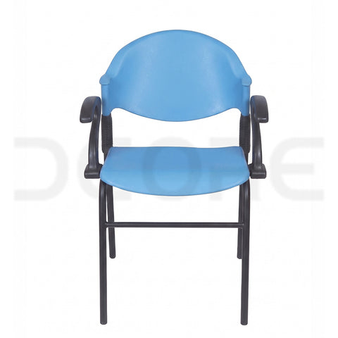 Eco-Sturdy Blue Visitor Chair with Ergonomic Curved Arms - DCORE