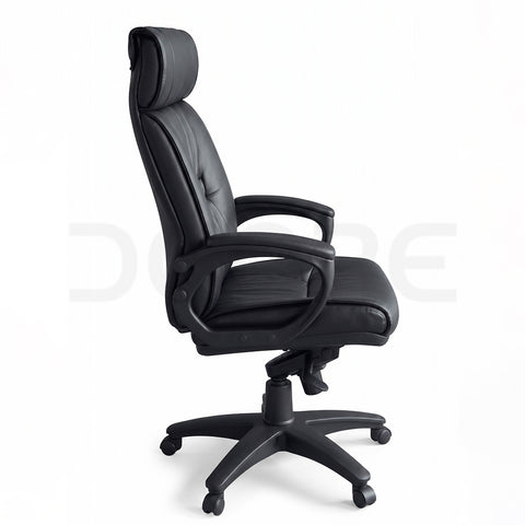 Classic High-Back Leather Executive Office Chair with Integrated Headrest