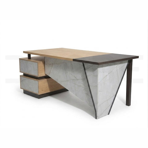 Modern Marble & Wood Executive Office Table - DCORE