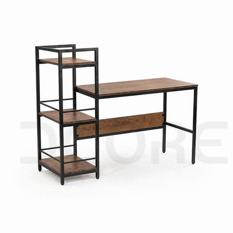 Industrial Wooden Desk with Integrated Shelving - DCORE