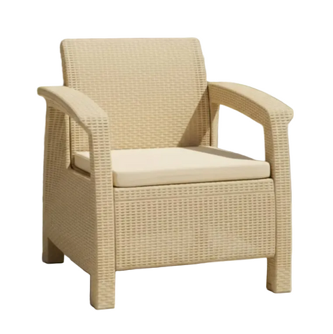 Contemporary All-Weather Resin Wicker Patio Armchair