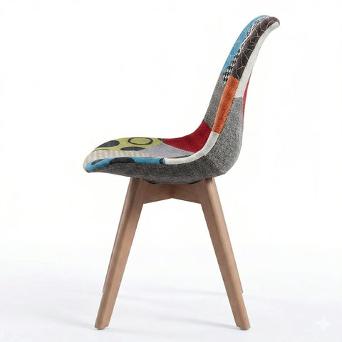 Retro Mid-Century Patchwork Accent Dining Chair