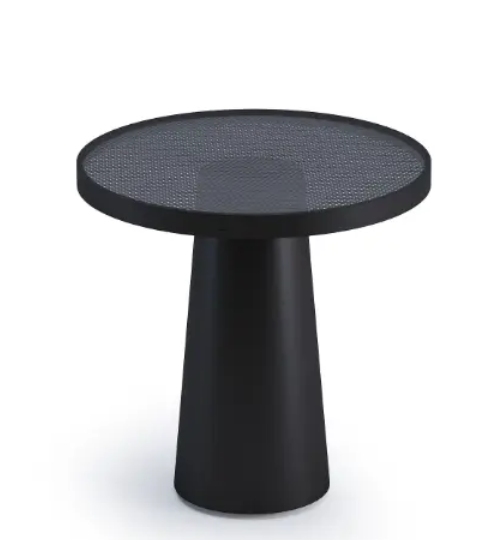 Perforated Matte Black Round Side Table