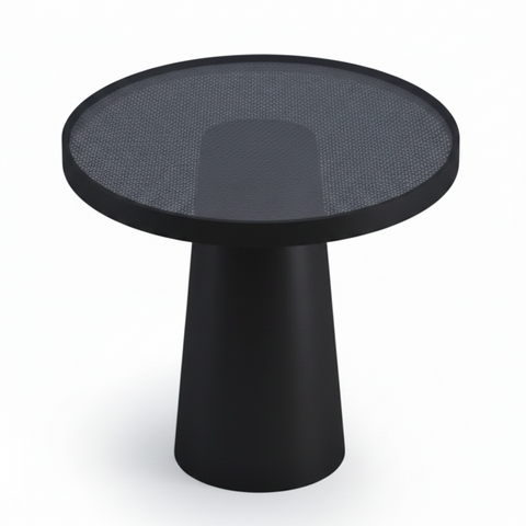 Perforated Matte Black Round Side Table