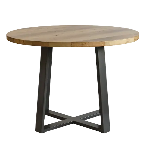 Rustic Industrial Round Wood and Metal Bistro Table