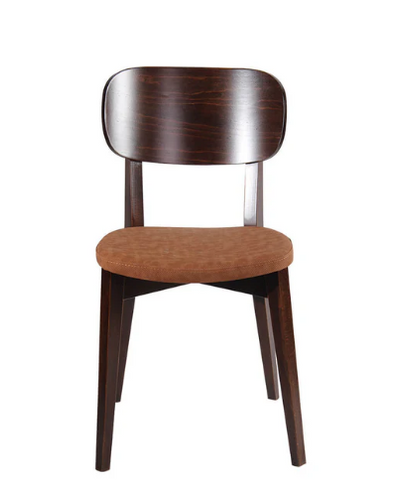 Mid-Century Modern Walnut and Tan Leather Side ChaiR