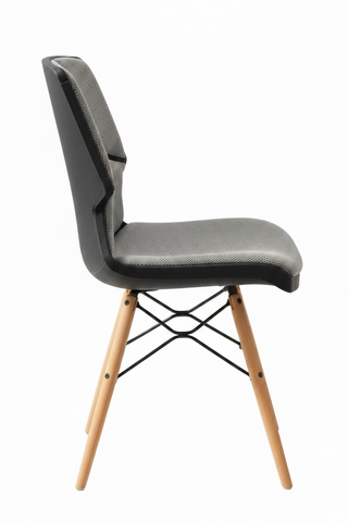 Origami-Inspected Textured Gray Fabric Dining Chair