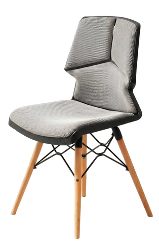 Origami-Inspected Textured Gray Fabric Dining Chair