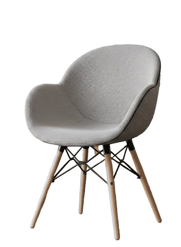 Mid-Century Modern Upholstered Eiffel Bucket Chair