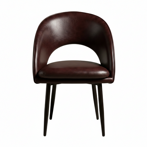 Retro Mid-Century Cutout Faux Leather Accent Chair