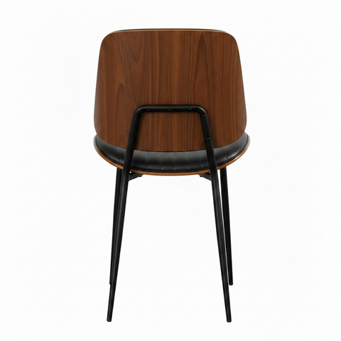 Mid-Century Modern Channeled Leather &amp; Bentwood Side Chair