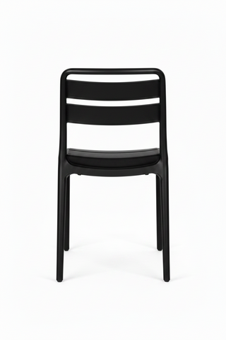 Contemporary Matte Black Slatted All-Weather Dining Chair